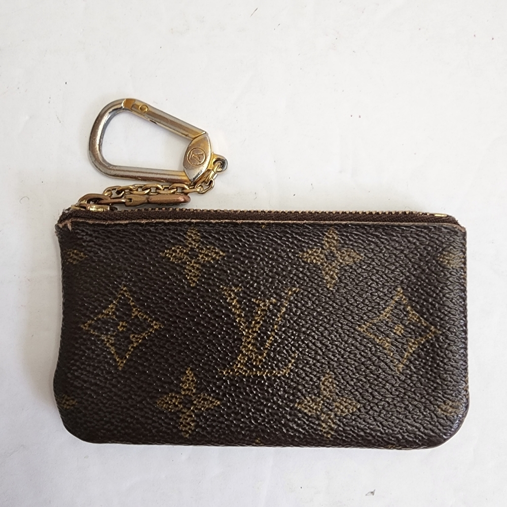 Louis Vuitton Brown Gold Monogram Pochette Cles Coin Wallet Purse Bag